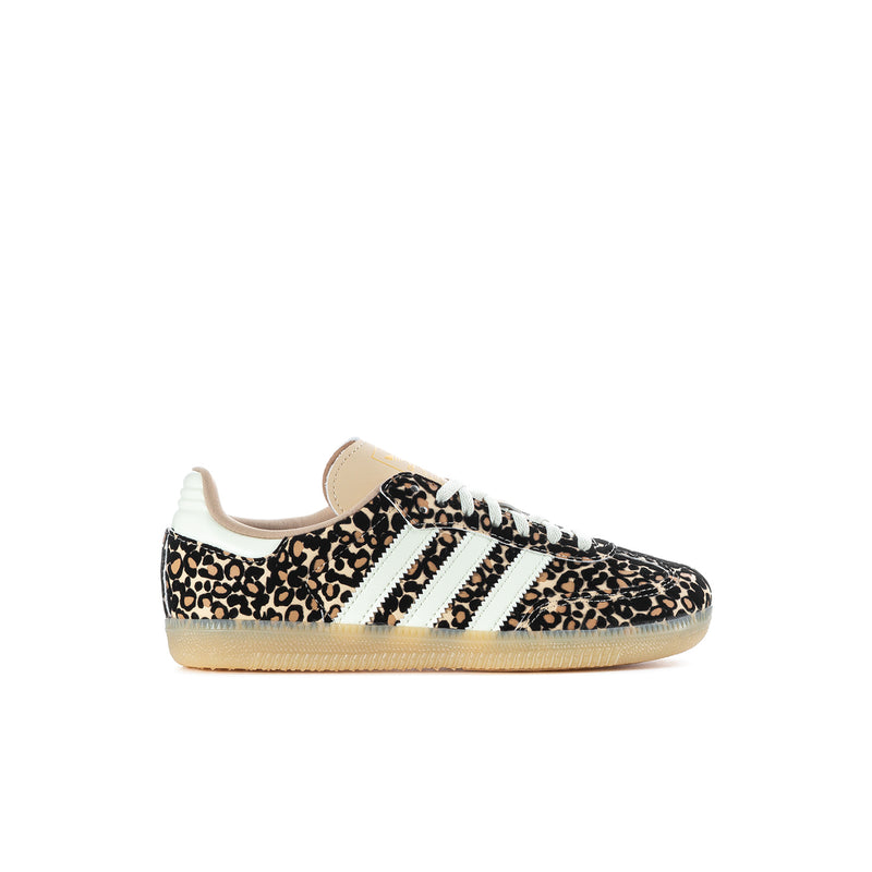 Kids Samba OG sneakers in leopard print with white stripes and gum sole
