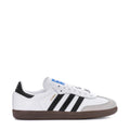 Women's Samba OG low sneakers in white with black stripes and brown gum sole
