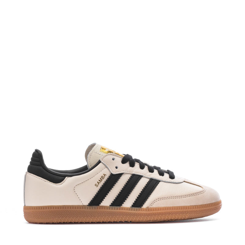 Women's Samba OG sneakers, cream leather with black stripes and gum rubber sole