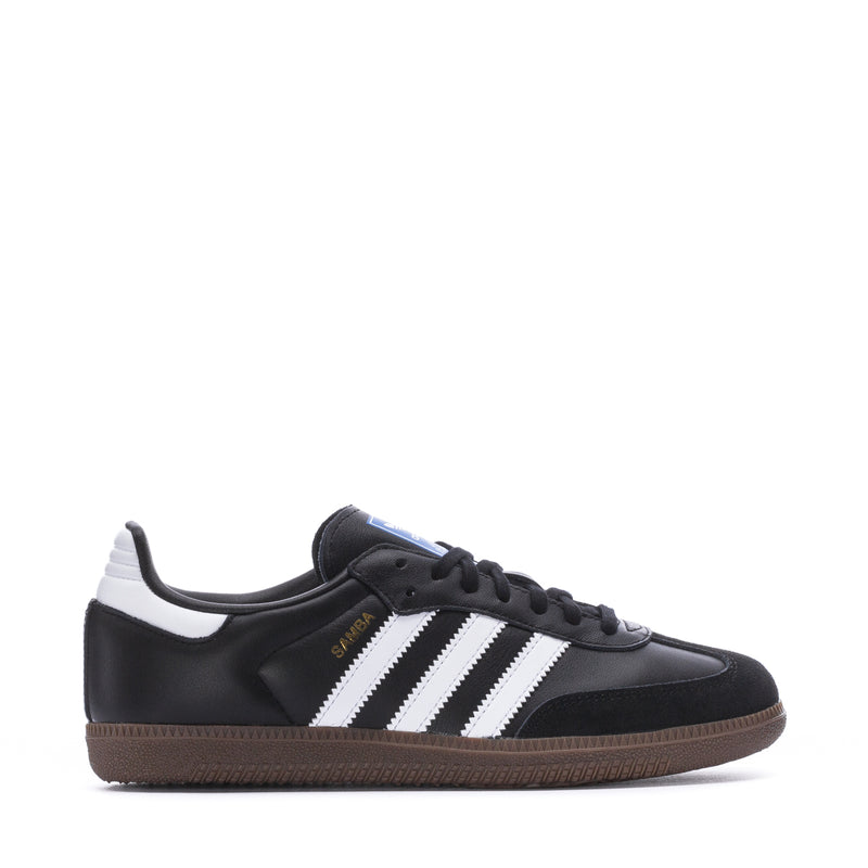Kids' Adidas Samba OG low-top sneakers, black leather with white three-stripe