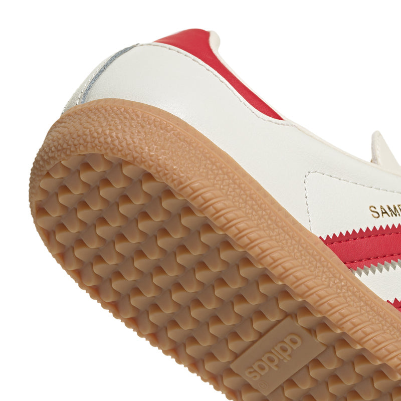Youth adidas Samba OG sneakers close-up of gum traction outsole with adidas mark