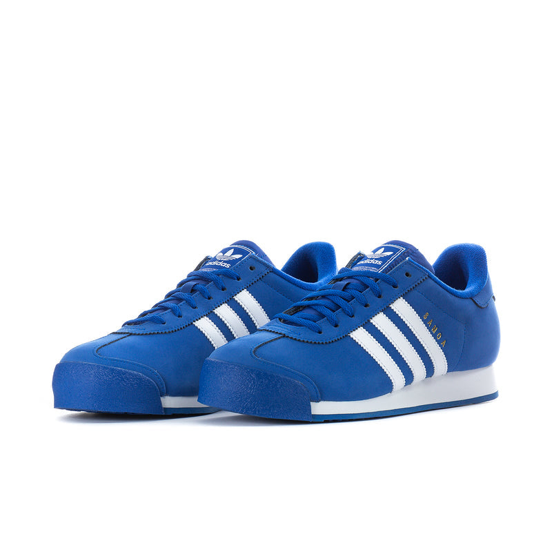 Men's Samoa sneakers, blue suede with white stripes and blue laces