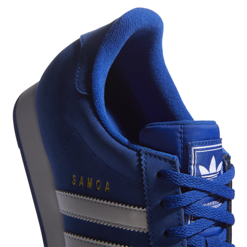 Men's Samoa sneakers, blue suede heel with Samoa branding and blue laces