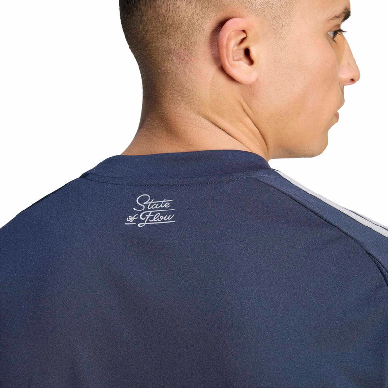 Men's navy soccer jersey back neck detail with State of Florida text and adidas stripes