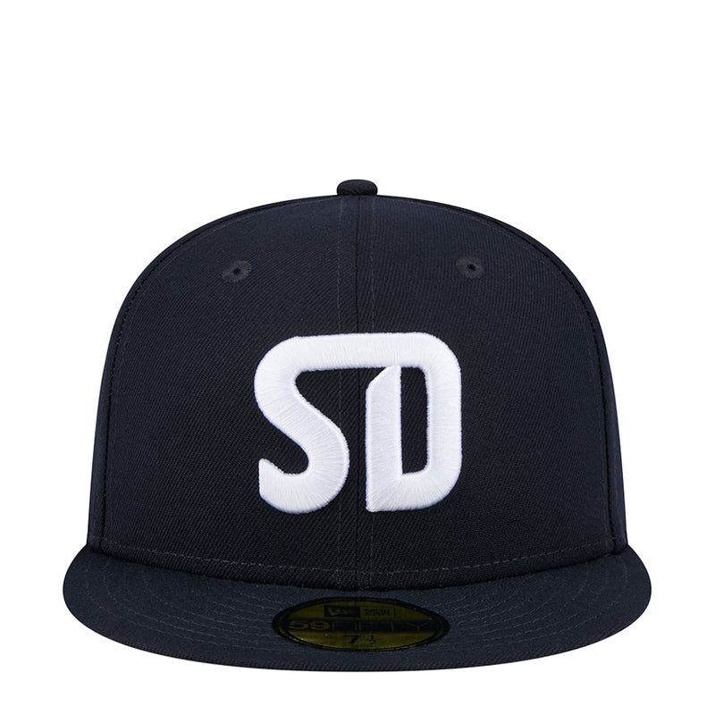 Dark navy cap with large white SD logo on front, flat brim