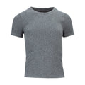 Women's charcoal seamless tee, crew neck short sleeves