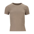 Women's seamless tee in mocha beige, ribbed crew neck short sleeves