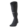 Black shin guard sock with cushioned shin pad and white logo