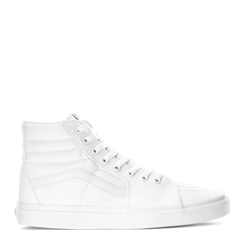 Vans Sk8-Hi men's white high-top sneakers with lace-up eyelets and padded collar