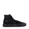 Black women's high-top sneakers, lace-up with rubber cupsole and side stripe