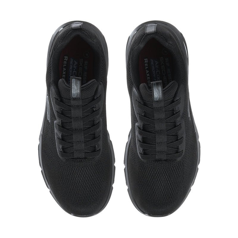 Men's black running sneakers with lace-up tongue and visible inner lining