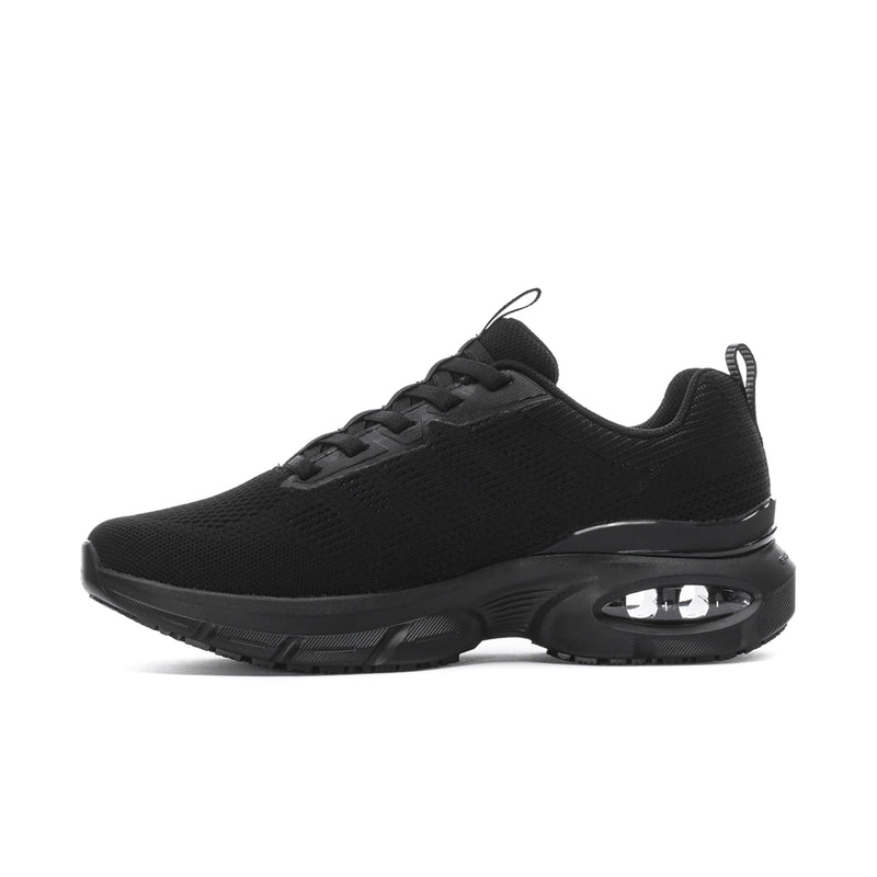 Men's black running sneakers with oval air-cushion detail on the side