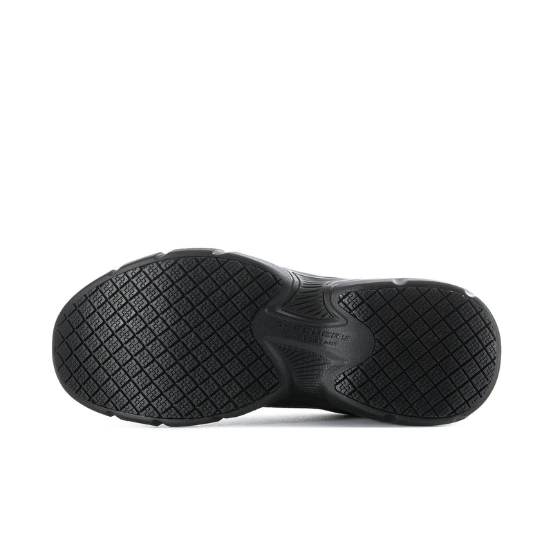 Men's black running sneakers with textured rubber outsole tread