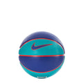 Mini basketball in turquoise and navy with red trim and Nike swoosh