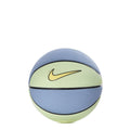 Mini basketball in light blue and soft yellow with black seams and Nike swoosh logo