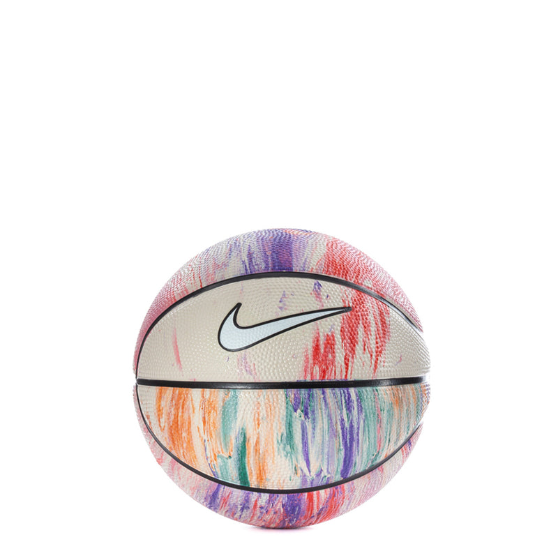 Mini basketball with multicolor paint splatter and Nike Swoosh logo