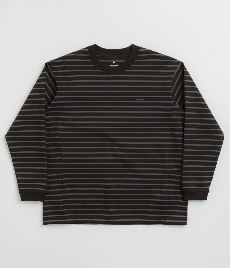 Snow Peak Border Long Sleeve T-Shirt in Black and Grey