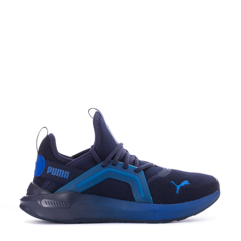 Youth sneakers in navy with blue accents, mesh upper and lace-up closure