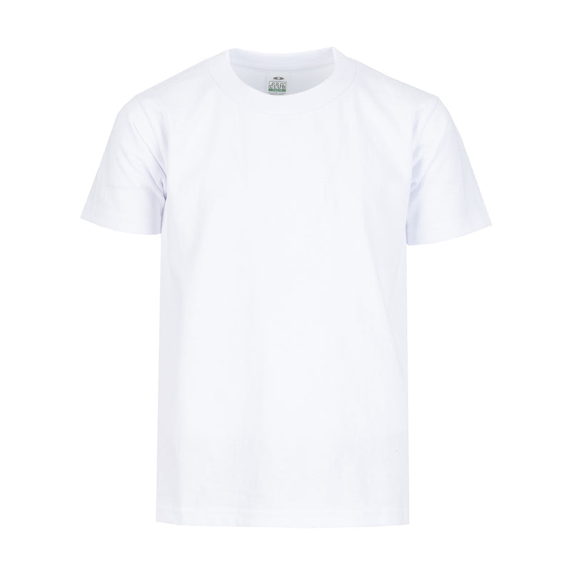 Youth solid crew neck T-shirt, white, short sleeves, front view