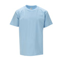Youth sky blue crew-neck T-shirt with short sleeves, solid color