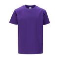 Youth purple crew neck T-shirt, short sleeves, ribbed collar.