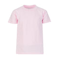 Youth pink crew neck T-shirt with short sleeves, front view