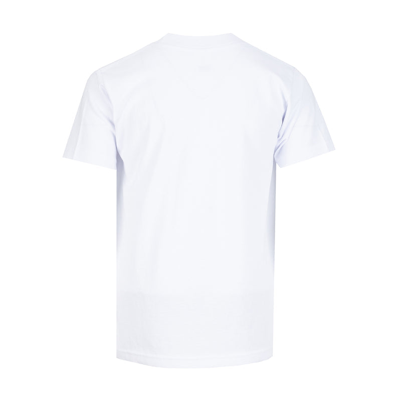Youth solid crew neck T-shirt, white, short sleeves, back view