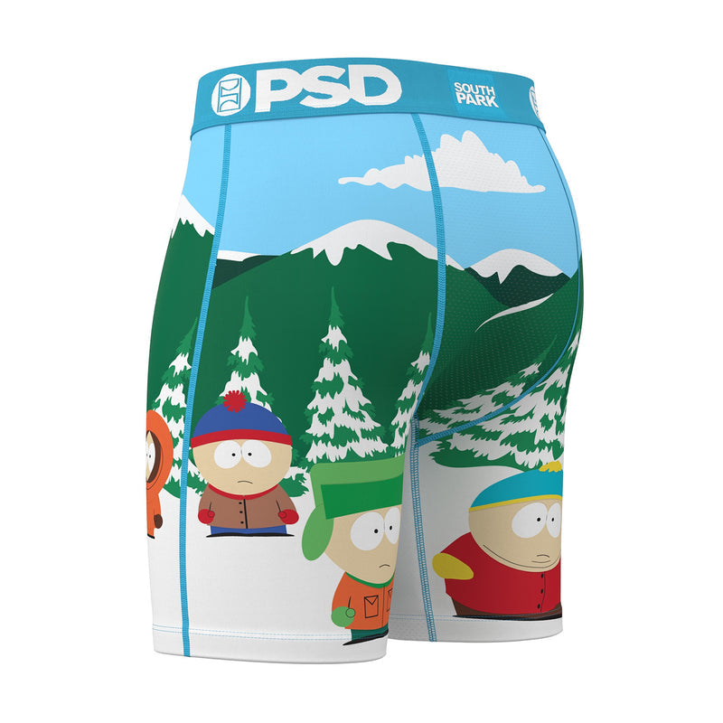 Men's boxer briefs with PSD waistband and South Park winter forest character print