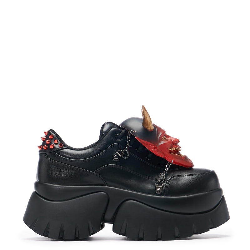 Chunky Black Platform Trainers - Side View