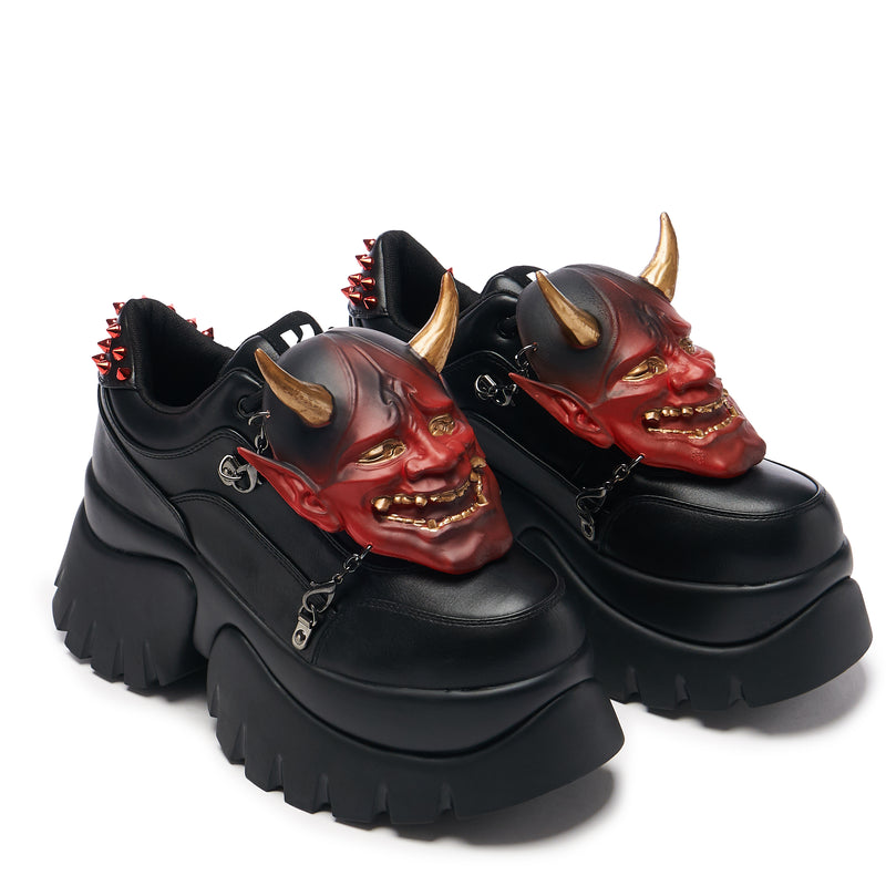 Chunky Black Platform Trainers - 3/4 View