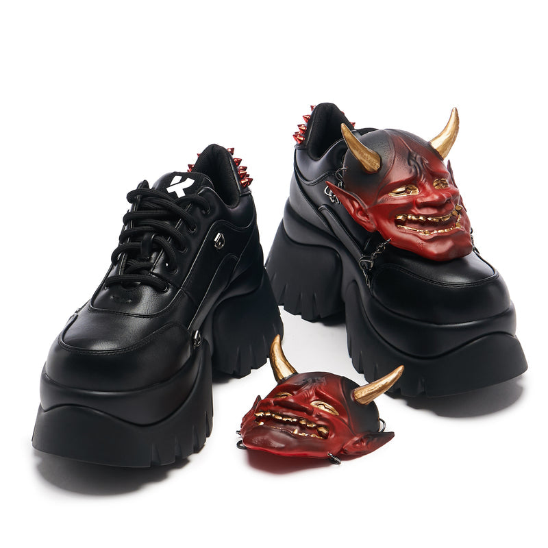 Chunky Black Platform Trainers - Front Both Trainers View