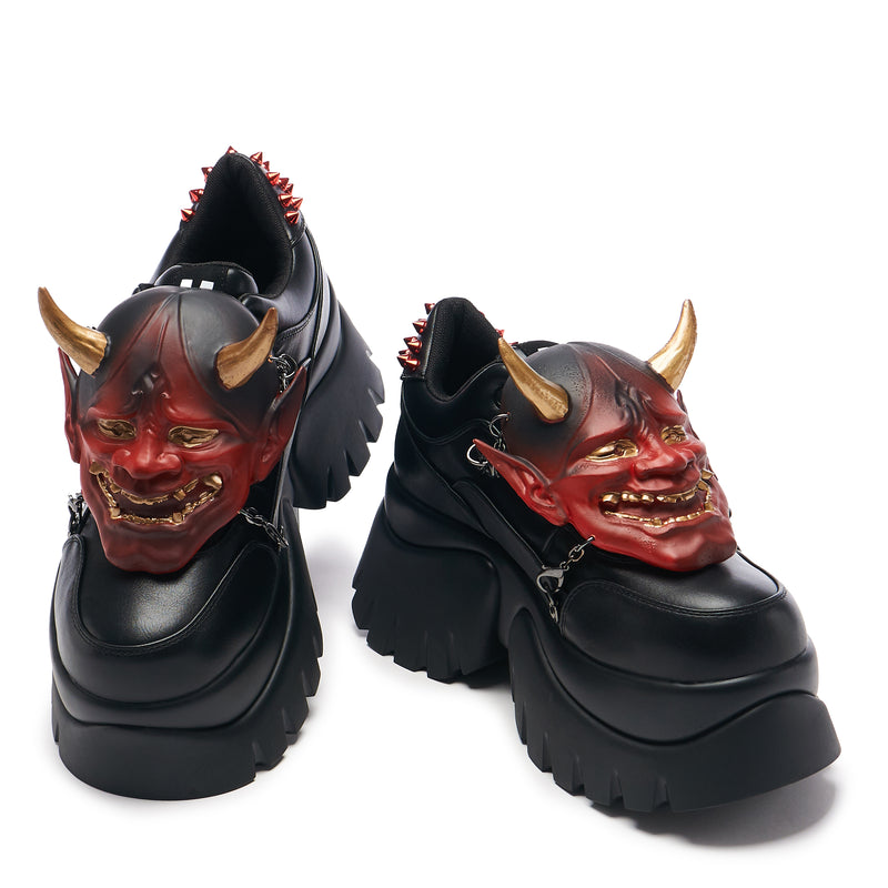 Chunky Black Platform Trainers - Side and Front View