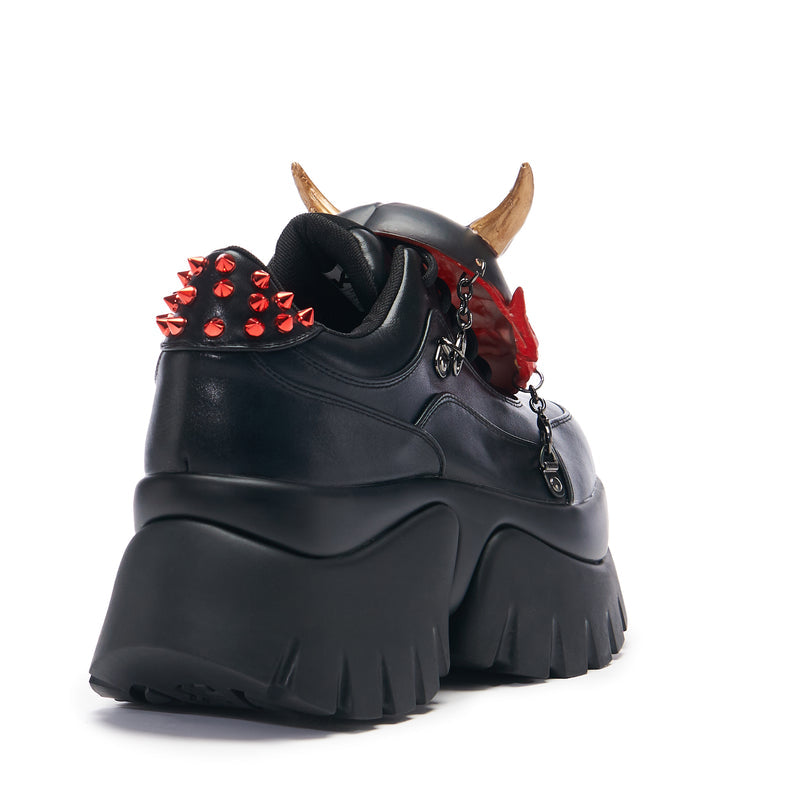 Chunky Black Platform Trainers - Back Heel View