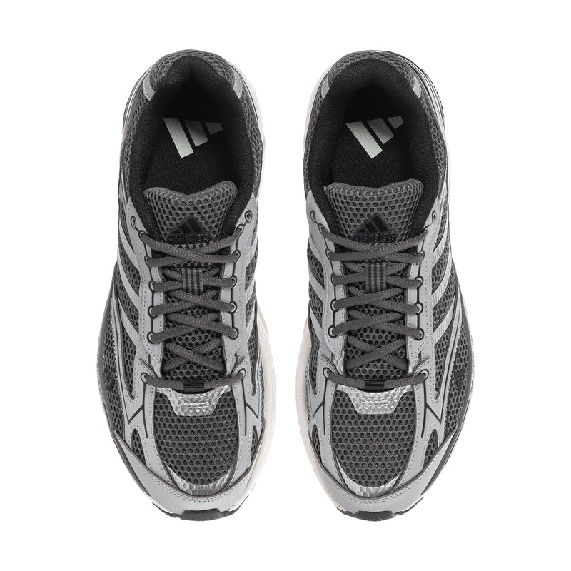 Men's Spiritain 2000 grey mesh running shoes, front view with laces and tongue