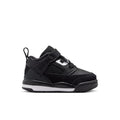 Black toddler low-top sneakers with white strap and Air Jordan-style logo