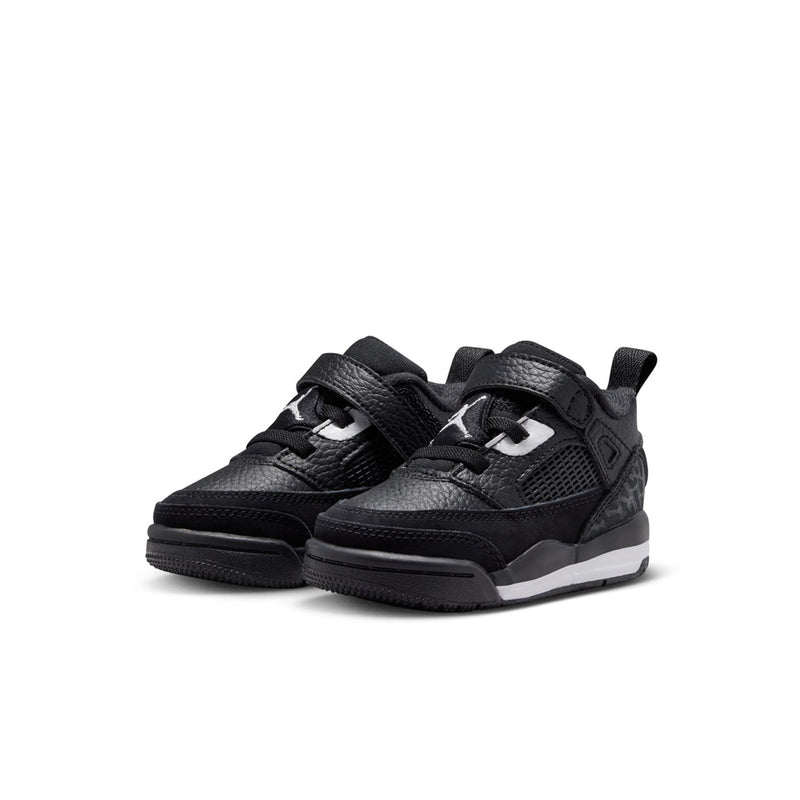 Black toddler low-top sneakers with white accents and dual lace straps