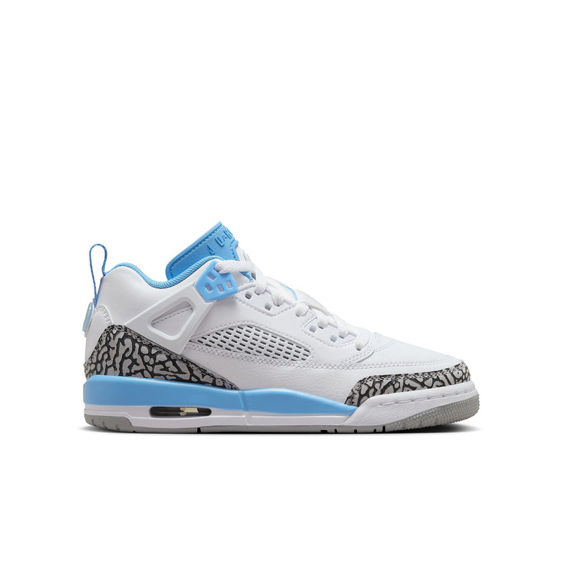 Youth low-top sneakers in white with University Blue accents and speckled heel panel