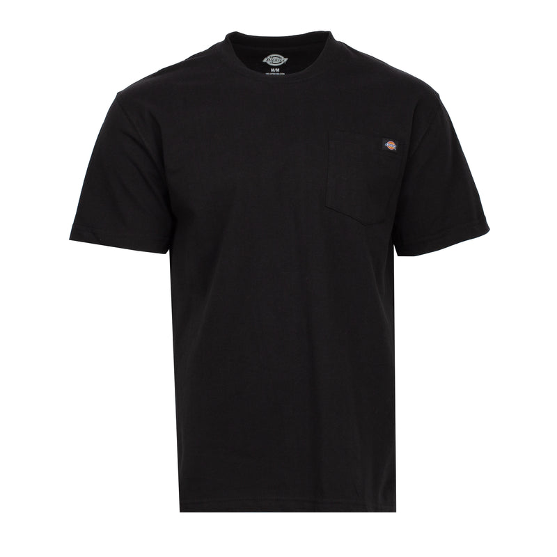 Black heavyweight pocket tee for men with crew neck and short sleeves