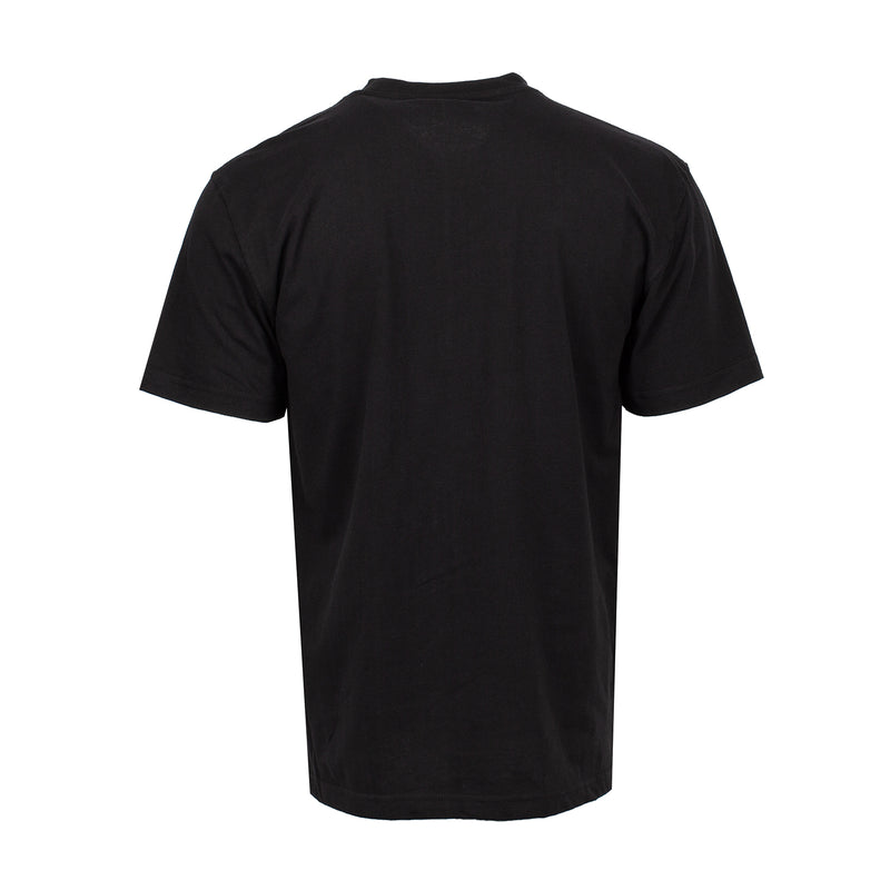 Black heavyweight tee for men, crew neck, short sleeves, plain back