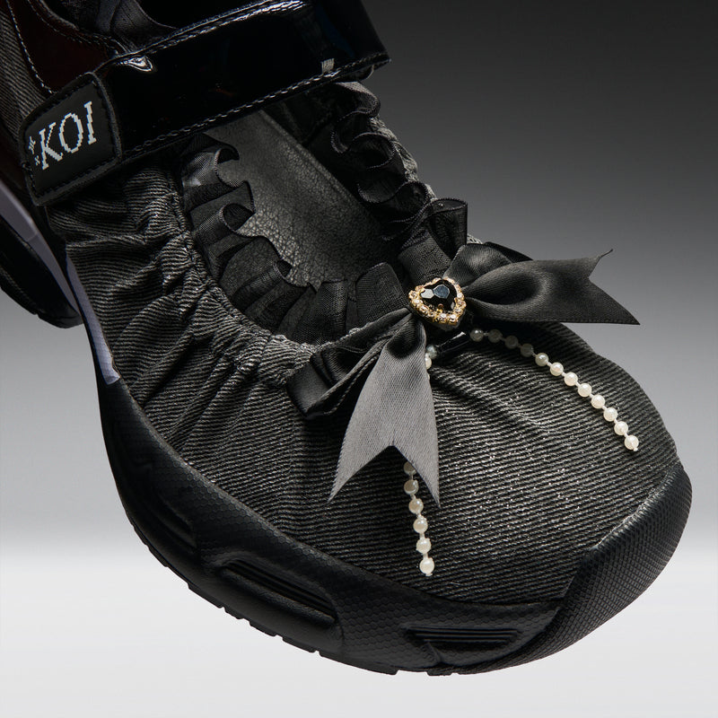 Starlet Ruffle Ballet Mary Janes- Black Front view detail