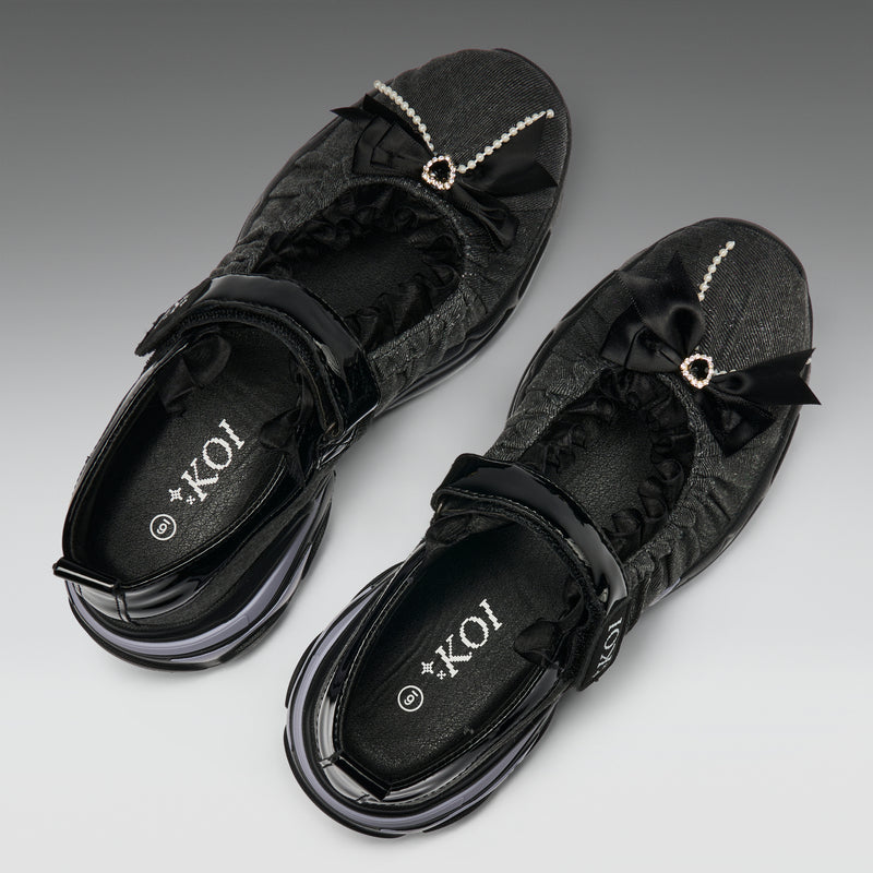 Starlet Ruffle Ballet Mary Janes- Black top view