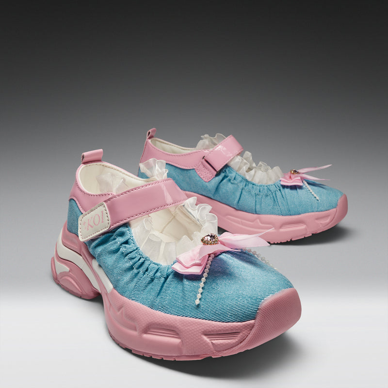Starlet Ruffle Ballet Mary Janes- Pink front right view