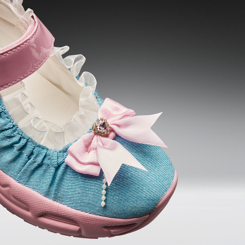 Starlet Ruffle Ballet Mary Janes- Pink top front view detail