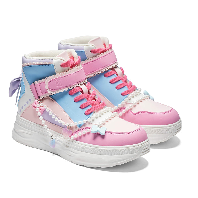 Chunky Hi Top Trainers - Lace Up Velcro - Top View