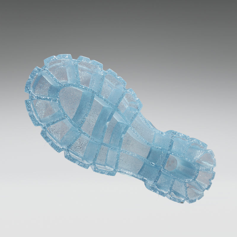 Blue sandal on a gray background