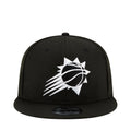 Black baseball cap with white sun-and-basketball front logo