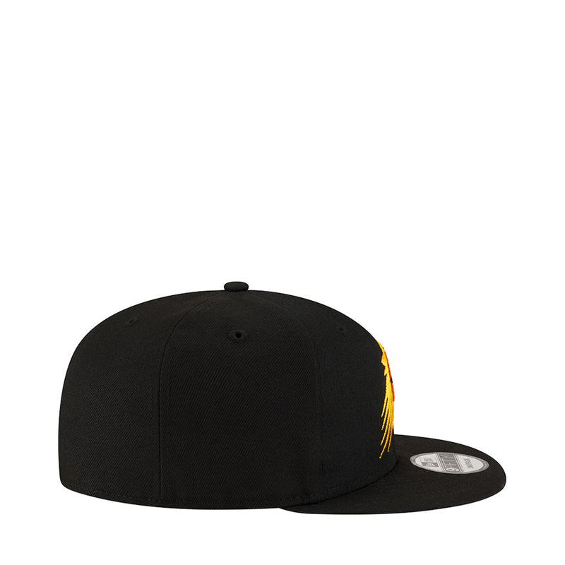 Black baseball cap with side embroidered yellow graphic