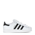 Kids' adidas low-top sneakers, white upper with black three-stripe panels and lace-up closure