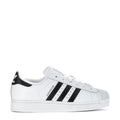 adidas Superstar II youth sneakers, white leather with black triple stripes and laces