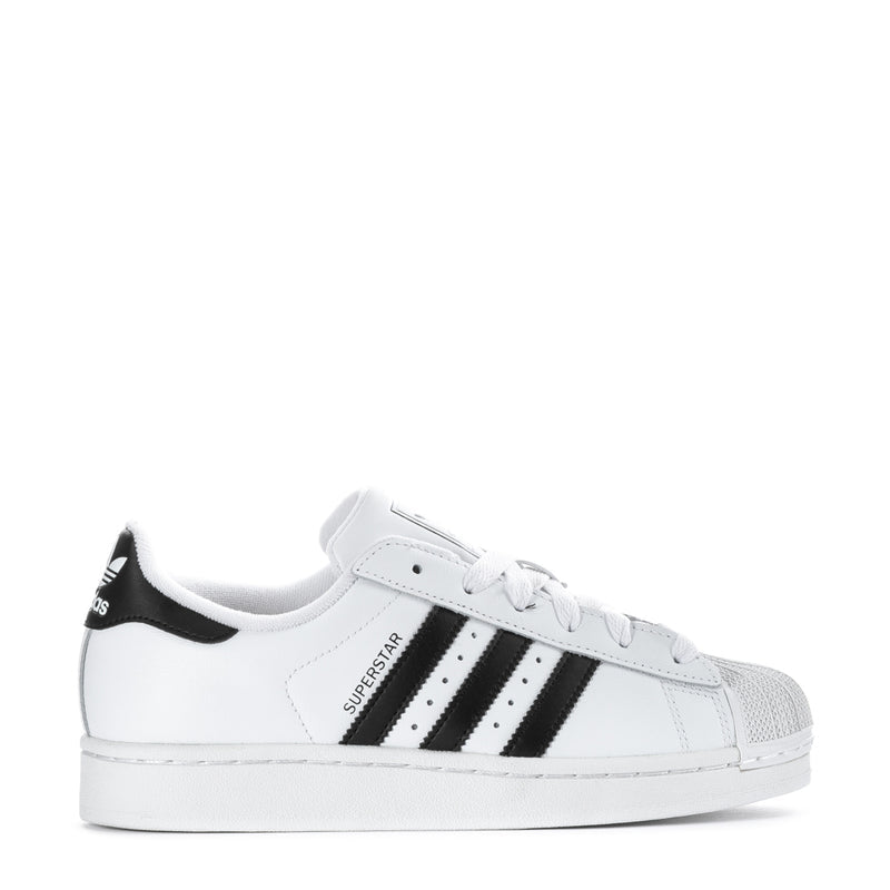 adidas Superstar II youth sneakers, white leather with black triple stripes and laces